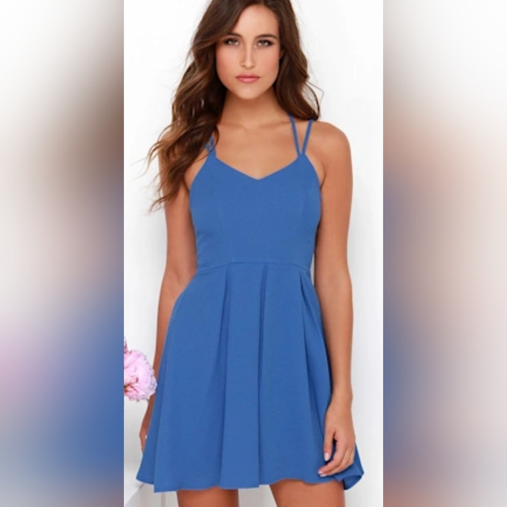 Lulu's To The Rescue Blue Dress With Spaghetti Straps